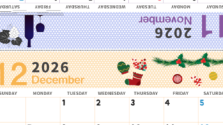 2026年の卓上カレンダー(11月・12月)は日曜始まり♪おしゃれなA4サイズでプリント可♪作り方が分かりやすい：無料(2026-000611-1230)