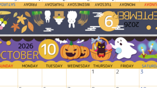 2026年の卓上カレンダー(9月・10月)は日曜始まり♪おしゃれなだけでなく折り方ガイド付きで作り方が簡単♪無料／A4(2026-000809-1030)