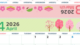 2026年の卓上カレンダー(3月・4月)は日曜始まり♪かわいいだけでなく折り方ガイド付なので作り方簡単：無料(2026-000903-0430)