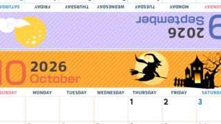 2026年の卓上カレンダー(9月・10月)は日曜始まり♪かわいいだけでなく折り方ガイド付なので作り方簡単：無料(2026-000909-1030)