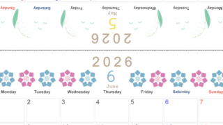 2026年の卓上カレンダー(5月・6月)は月曜始まり♪おしゃれなオリジナルイラスト素材♪家族にもおすすめ♪A4／無料(2026-001105-0631)