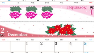 2026年の卓上カレンダー(11月・12月)は日曜始まり♪おしゃれで大きめ♪折り方が簡単で無料（A4）(2026-001311-1230)