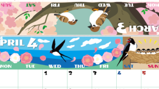 2026年の卓上カレンダー(3月・4月)は月曜始まり♪ポップな書き込みしやすい日付欄大きめのA4無料素材♪(2026-001403-0431)