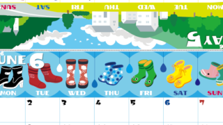 2026年の卓上カレンダー(5月・6月)は月曜始まり♪ポップな書き込みしやすい日付欄大きめのA4無料素材♪(2026-001405-0631)