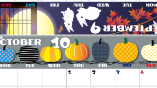 2026年の卓上カレンダー(9月・10月)は月曜始まり♪ポップな書き込みしやすい日付欄大きめのA4無料素材♪(2026-001409-1031)