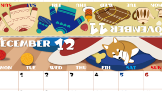 2026年の卓上カレンダー(11月・12月)は月曜始まり♪ポップな書き込みしやすい日付欄大きめのA4無料素材♪(2026-001411-1231)