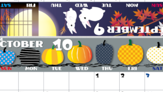2026年の卓上カレンダー(9月・10月)は日曜始まり♪ポップな書き込みしやすい日付欄大きめのA4無料素材♪(2026-001409-1030)