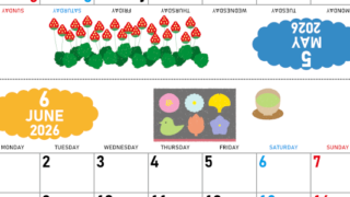 2026年の卓上カレンダー(5月・6月)は月曜始まり♪ポップな家族でも使えるオリジナルイラストつき：ダウンロード無料(2026-001605-0631)