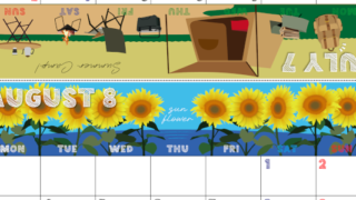 2026年の卓上カレンダー(7月・8月)は月曜始まり♪おしゃれな家族でも使えるオリジナルイラストつき：ダウンロード無料(2026-001707-0831)