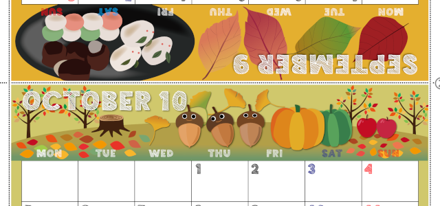 2026年の卓上カレンダー(9月・10月)は月曜始まり♪おしゃれな家族でも使えるオリジナルイラストつき：ダウンロード無料(2026-001709-1031)