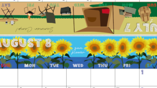 2026年の卓上カレンダー(7月・8月)は日曜始まり♪おしゃれな家族でも使えるオリジナルイラストつき：ダウンロード無料(2026-001707-0830)