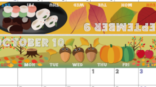 2026年の卓上カレンダー(9月・10月)は日曜始まり♪おしゃれな家族でも使えるオリジナルイラストつき：ダウンロード無料(2026-001709-1030)