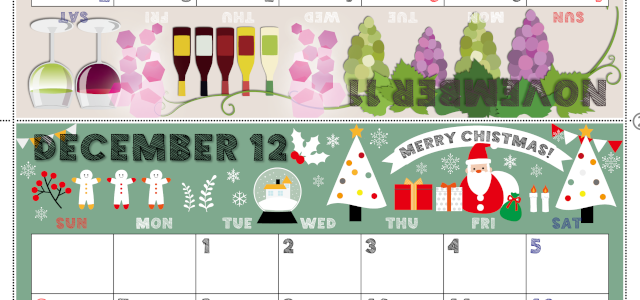 2026年の卓上カレンダー(11月・12月)は日曜始まり♪おしゃれな家族でも使えるオリジナルイラストつき：ダウンロード無料(2026-001711-1230)