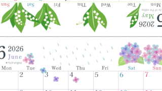 2026年の卓上カレンダー(5月・6月)は月曜始まり♪おしゃれなだけでなく使い方も簡単♪A4サイズ／プリント無料(2026-001905-0631)
