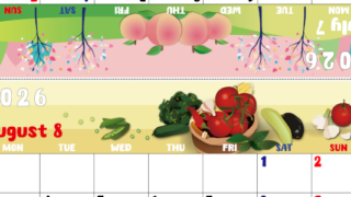 2026年の卓上カレンダー(7月・8月)は月曜始まり♪かわいいので予定の書き込みが楽しくなる♪無料／A4サイズ(2026-002207-0831)