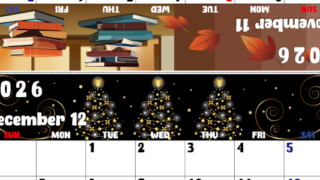 2026年の卓上カレンダー(11月・12月)は日曜始まり♪かわいいので予定の書き込みが楽しくなる♪無料／A4サイズ(2026-002211-1230)