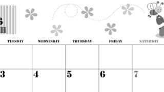 2026年3月横型モノクロの月曜始まり パンケーキイラストのかわいいA4無料白黒カレンダー(2026-00290301)