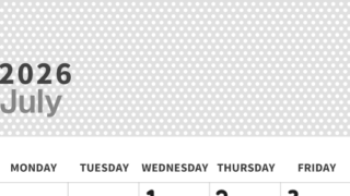 2026年7月縦型モノクロの日曜始まり 輪飾りイラストのおしゃれA4無料白黒カレンダー(2026-00320710)