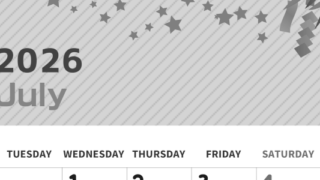 2026年7月縦型モノクロの月曜始まり 天の川イラストのかわいいA4無料白黒カレンダー(2026-00350711)