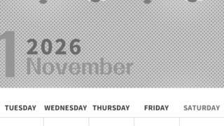 2026年11月縦型モノクロの月曜始まり 招き猫イラストのかわいいA4無料白黒カレンダー(2026-00361111)