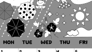 2026年6月縦型モノクロの日曜始まり 季節イラストのかわいいA4無料白黒カレンダー(2026-00380610)