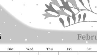 2026年2月縦型モノクロの月曜始まり 花がおしゃれなイラストA4無料白黒カレンダー(2026-00390211)