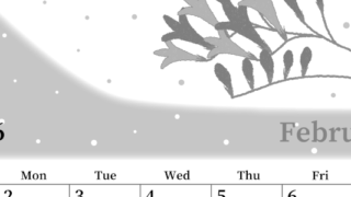 2026年2月縦型モノクロの日曜始まり 花がおしゃれなイラストA4無料白黒カレンダー(2026-00390210)