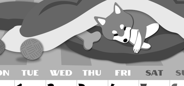 2026年12月縦型モノクロの月曜始まり 柴犬イラストのかわいいA4無料白黒カレンダー(2026-00401211)