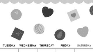 2026年2月縦型モノクロの月曜始まり チョコのイラストがかわいいA4無料白黒カレンダー(2026-00420211)