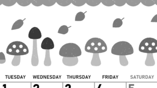 2026年9月縦型モノクロの月曜始まり 秋の季節イラストがかわいいA4無料白黒カレンダー(2026-00420911)