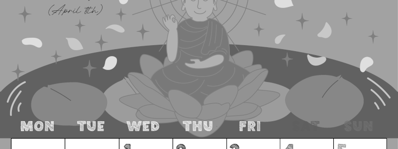 2026年4月縦型モノクロの月曜始まり めでたいイラストのかわいいA4無料白黒カレンダー(2026-00430411)