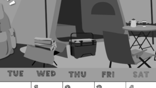 2026年7月縦型モノクロの月曜始まり 夏休みイラストのかわいいA4無料白黒カレンダー(2026-00430711)