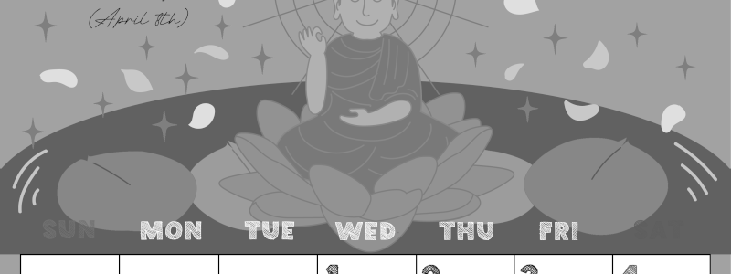 2026年4月縦型モノクロの日曜始まり めでたいイラストのかわいいA4無料白黒カレンダー(2026-00430410)