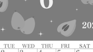 2026年6月縦型モノクロの月曜始まり びわのイラストがかわいいA4無料白黒カレンダー(2026-00440611)