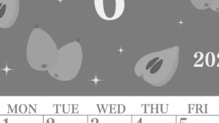 2026年6月縦型モノクロの日曜始まり びわのイラストがかわいいA4無料白黒カレンダー(2026-00440610)