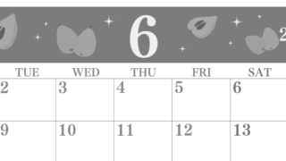 2026年6月横型モノクロの月曜始まり びわのイラストがかわいいA4無料白黒カレンダー(2026-00440601)