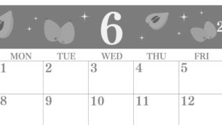 2026年6月横型モノクロの日曜始まり びわのイラストがかわいいA4無料白黒カレンダー(2026-00440600)