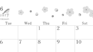 2026年1月横型モノクロの月曜始まり うぐいすイラストのかわいいA4無料白黒カレンダー(2026-00450101)