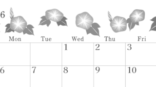 2026年7月横型モノクロの日曜始まり 季節の花イラストのかわいいA4無料白黒カレンダー(2026-00450700)