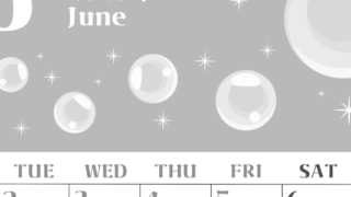 2026年6月縦型モノクロの月曜始まり 誕生石のイラストがおしゃれなA4無料白黒カレンダー(2026-00460611)