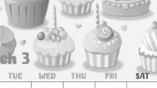 2026年3月縦型モノクロの月曜始まり イラストのかわいいA4無料白黒カレンダー(2026-00480311)