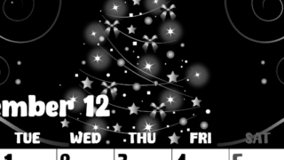 2026年12月縦型モノクロの月曜始まり ツリーイラストのかわいいA4無料白黒カレンダー(2026-00481211)