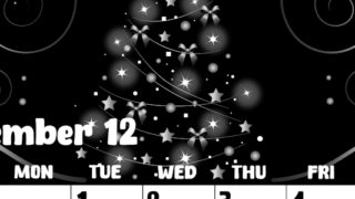 2026年12月縦型モノクロの日曜始まり ツリーイラストのかわいいA4無料白黒カレンダー(2026-00481210)