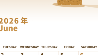 2026年6月縦型レトロな月曜始まり 水無月イラストのかわいいA4無料セピア調カレンダー(2026-00540611)