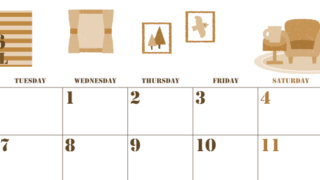 2026年4月横型レトロな月曜始まり 新生活イラストのかわいいA4無料セピア調カレンダー(2026-00550401)