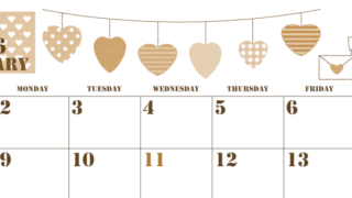 2026年2月横型レトロな日曜始まり ラブレターイラストのかわいいA4無料セピア調カレンダー(2026-00550200)