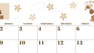 2026年3月横型レトロな日曜始まり パンケーキイラストのかわいいA4無料セピア調カレンダー(2026-00550300)