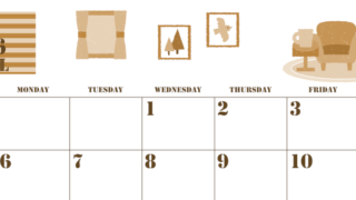 2026年4月横型レトロな日曜始まり 新生活イラストのかわいいA4無料セピア調カレンダー(2026-00550400)