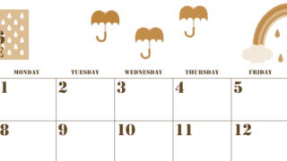 2026年6月横型レトロな日曜始まり 虹イラストのかわいいA4無料セピア調カレンダー(2026-00550600)