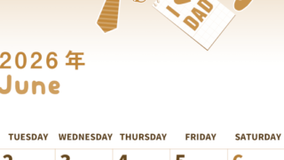 2026年6月縦型レトロな月曜始まり 父の日イラストのかわいいA4無料セピア調カレンダー(2026-00570611)